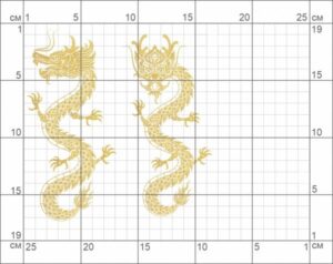 23-54 термонаклейка Два восточных дракона золото каждый 16*7см