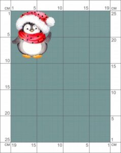 23-47 термонаклейка Пингвиненок в зимней шапке полноцвет 9*8,5см