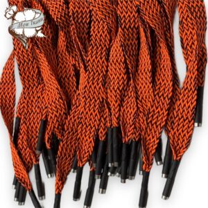 шнурок плоский 20 мм, 130 см, цв. зиг-заг оранжевый/черный