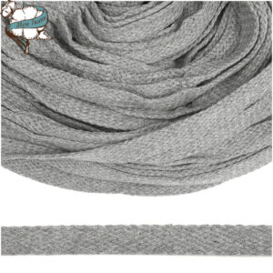 шнур плоский хб, 15 мм,турецкое плетение цв. светло-серый(028)