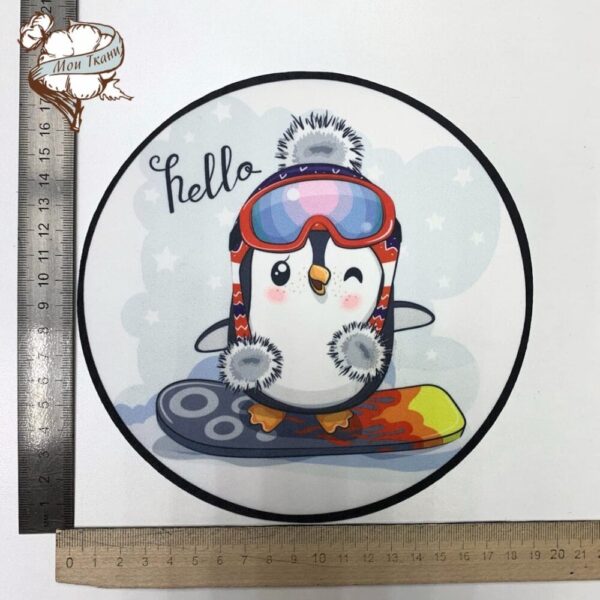 Аппликация пришивная Пингвин на сноуборде