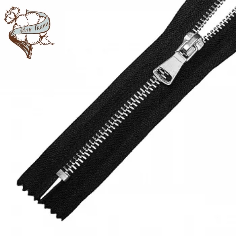 молния MaxZipper мет. №5 никель шлиф.звено 18см цв. черный
