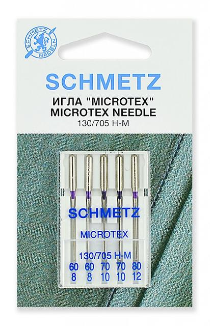 иглы для БШМ Schmetz, микротекс (особо острые) № 60(2), 70(2), 80, уп. 5 игл