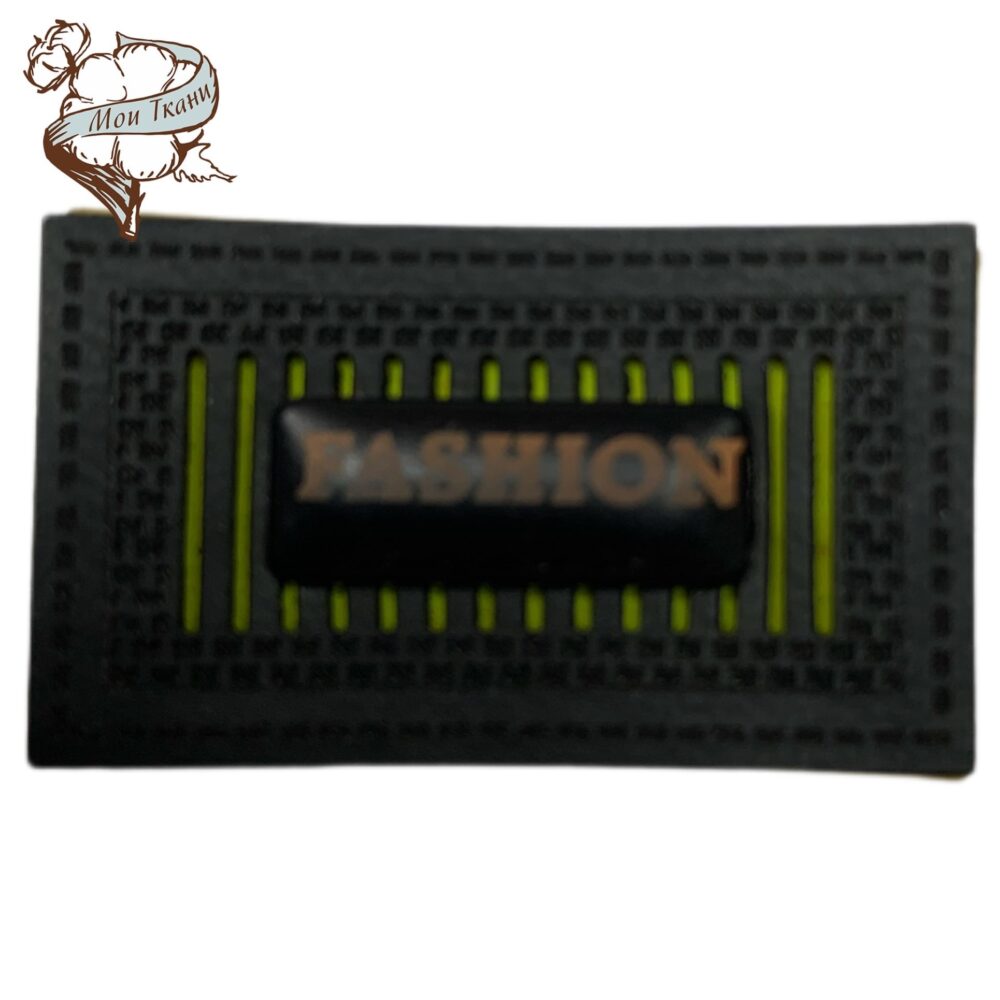 нашивка кожа fashion, цв черный с салатовым 3.5*2