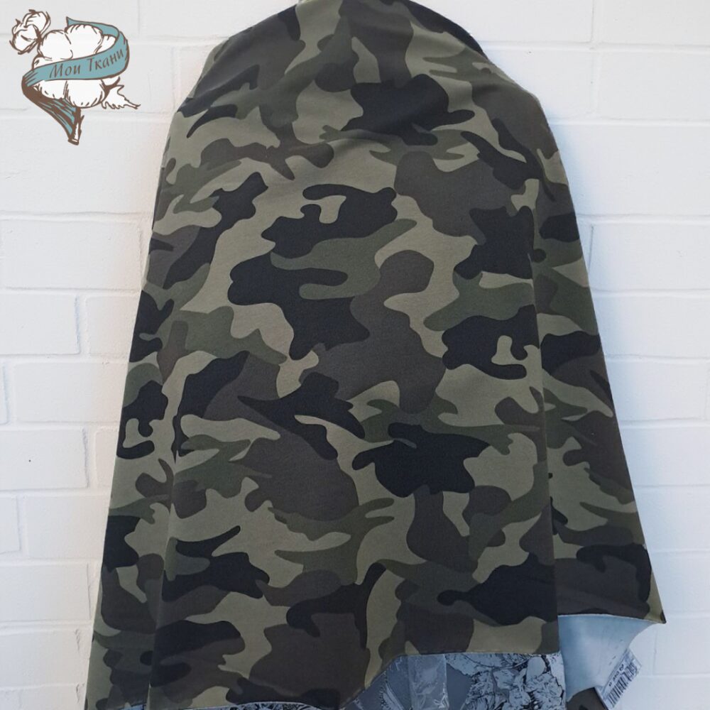 футер 2х нитка с пэ, принт КМФ хаки классик
